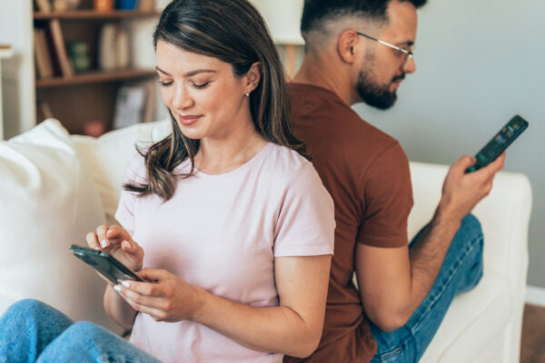 couple using technology together.