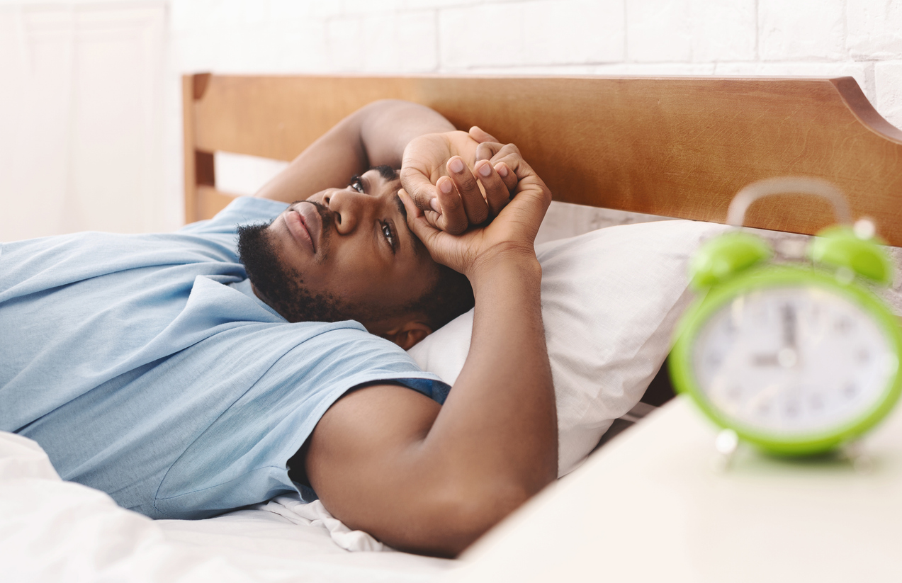 man having issues with depression and sleep.