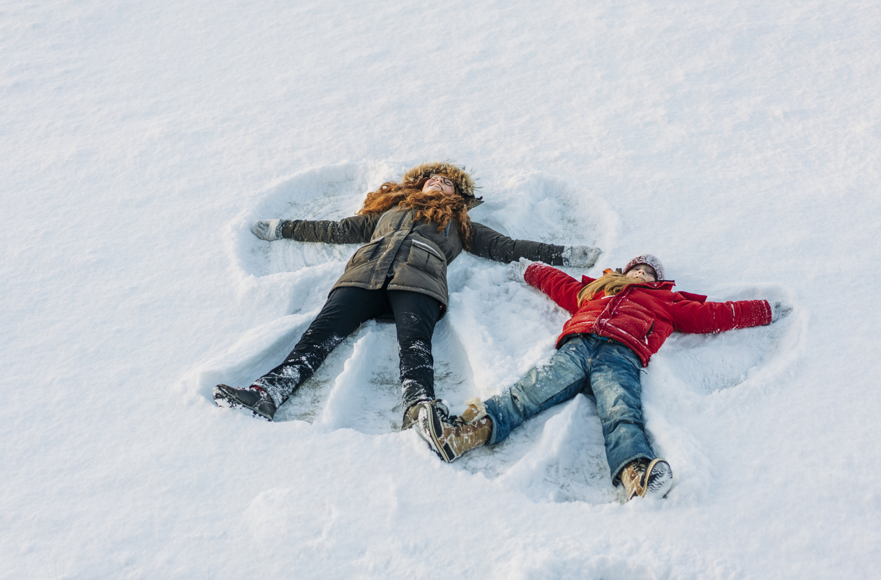 kids playing in the snow during winter break.